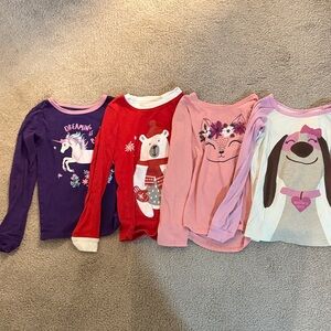 Pajama Tops Set of 4 (Size 5-7). Unicorn, Bear, Fox, & Dog.